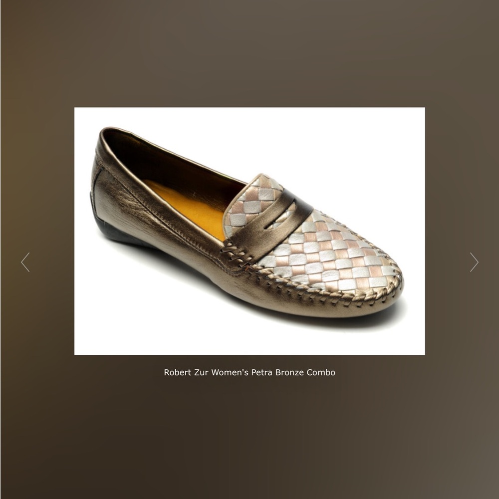 Robert Zur Bronze Metallic Woven Leather Loafers